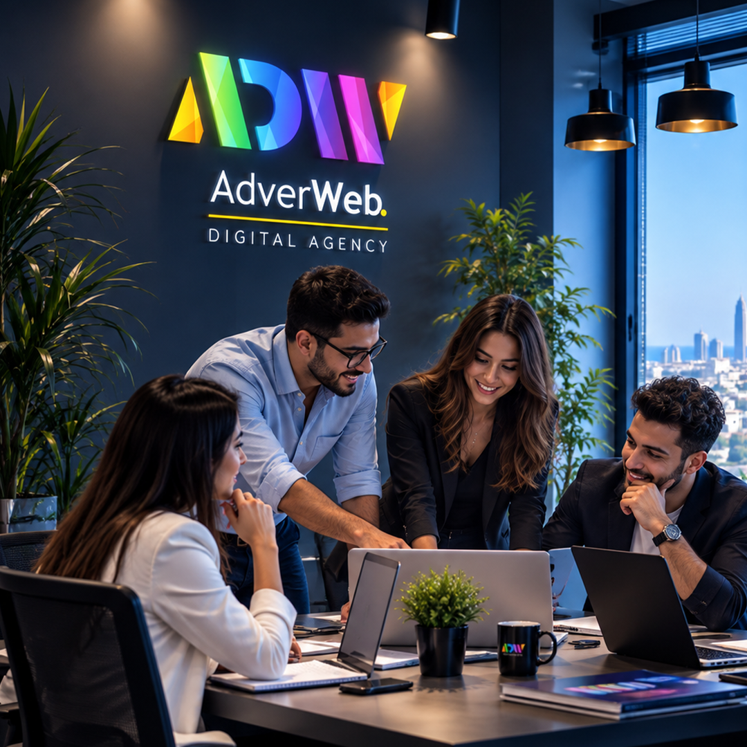 L’équipe AdverWeb au travail dans les bureaux de l’agence